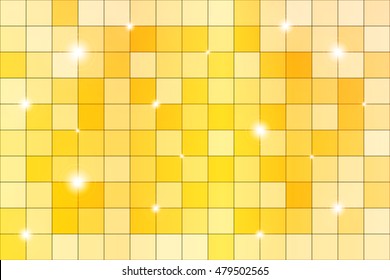 Yellow mosaic with bright highlights. Vector illustration.