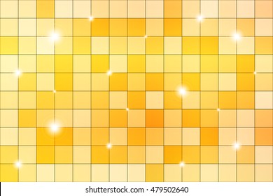 Yellow mosaic with bright highlights. Vector illustration.