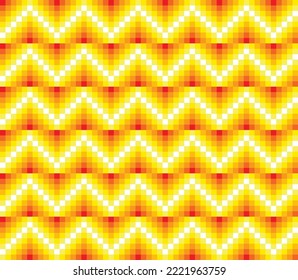 Yellow mosaic waves. Vector pixels pattern. Seamless illustration for design, background, fabric