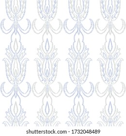Yellow Motif Abstract Vector Seamless Pattern. Flourish Medallion Pattern. Indian Illustration. Blue and Yellow Flower Antique Backdrop.