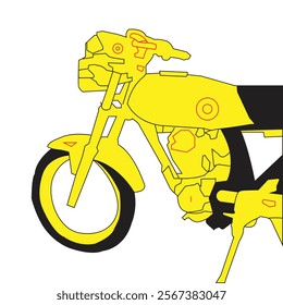 Yellow motorbike cartoon hand drawn