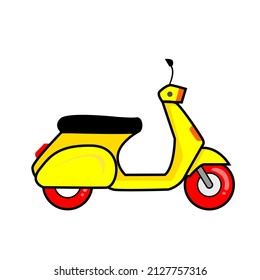 Yellow motorcycle transportation toy vector