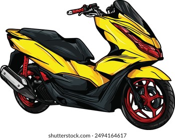 yellow motorcycle vector image of a large moped suitable for logo material related to motorized vehicles