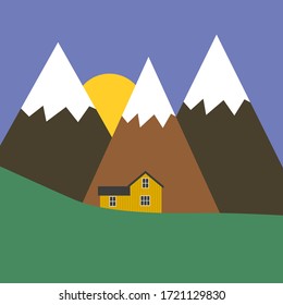 yellow mountain refuge flat design