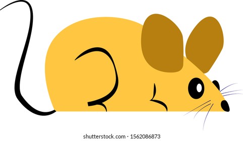 Ratón amarillo, ilustración, vector sobre fondo blanco.