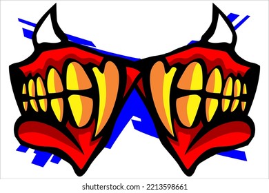 yellow mouth and fangs vector design very scary like wild animal teeth