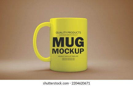 yellow mug editable mockup on attractive background.