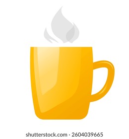Yellow mug with hot drink