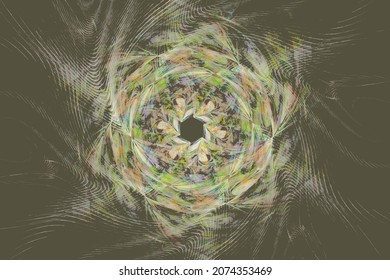 Yellow multicolored floral pattern from curved lines. Abstract vector image.