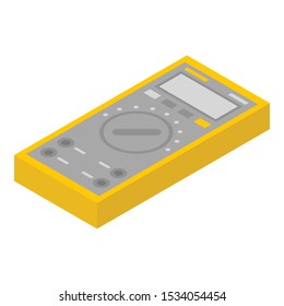 Yellow multimeter icon. Isometric of yellow multimeter vector icon for web design isolated on white background