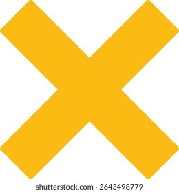 A yellow multiplication sign symbolizing arithmetic operations, often used in mathematics and calculation, designed as a simple vector graphic icon.