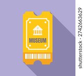 Yellow museum ticket allowing entry for viewing exhibits and historical artifacts