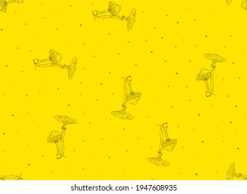 Yellow mushroom pattern sweet tasty food textile