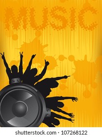 Yellow Music Background Speakers Vector Illustration Stock Vector ...