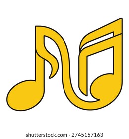 Yellow music eighth note eighth note symbol icon graphic design element isolated on white background icon