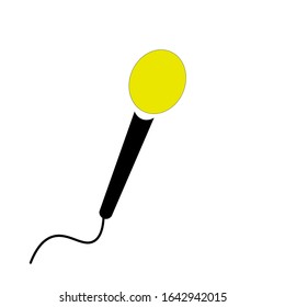 Gelbes Musikmikrophon. Vektorillustration Symbol.
