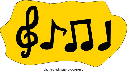 Yellow Music Note (Logo Sign Symbol Vector Icon Design Cartoon). Marketing, Business Concept