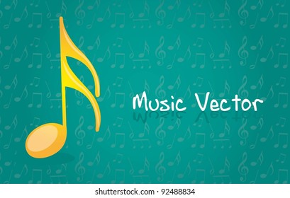 yellow music note over blue background. vector illustration