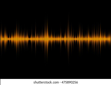 Yellow music sound waves for equalizer, vector illustration of musical pulse
