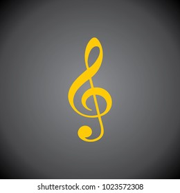 Yellow musical note icon on black background.