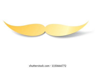 yellow mustaches carved from paper with soft shadow.Vector