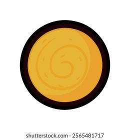 Yellow mustard dip sauce in a bowl top view flat icon vector illustration for food ingredient and seasoning isolated on transparent background