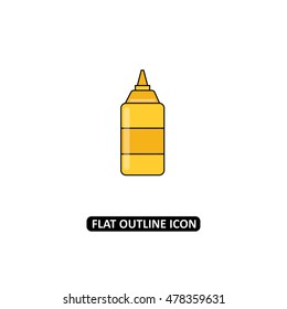 Yellow mustard plastic bottle flat line icon
