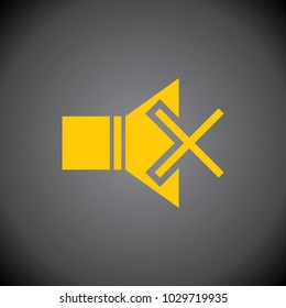 Yellow mute icon on black background.