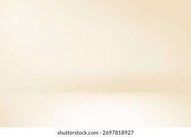 Gelber nacre Gradation Hintergrund. Lichtneutraler Wandproduktraum. Minimal Elfenbein Pastelltisch Szene. Leere Schreibtischbühne für kosmetische Schönheitspräsentation. Blasser warmer Farbverlauf-Vektorgrafik.