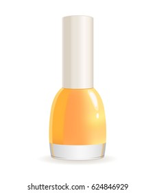 Yellow Nail Lacquer illustration, Realistic Nail Polish Bottle isolated on white background. Vector eps 10.