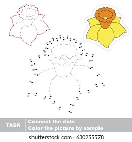Yellow Narcissus. Dot to dot educational game for kids.