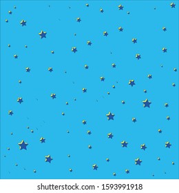 yellow and navy blue stars on light blue background