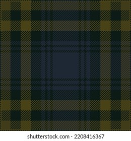 Yellow And Navy Blue Tartan Plaid. Scottish Pattern Fabric Swatch Close-up. 