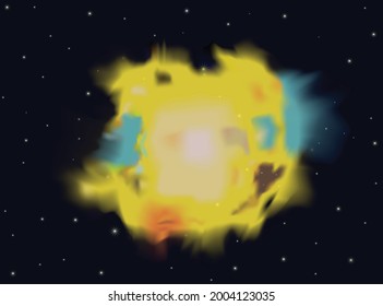 Yellow nebula in space vector illustration 