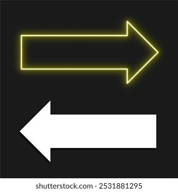 yellow neon arrow. white arrow paper cut effect