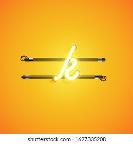 Yellow neon character, vector illustartion