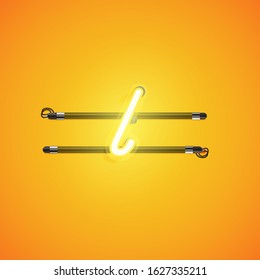 Yellow neon character, vector illustartion