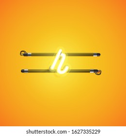Yellow neon character, vector illustartion