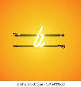 Yellow neon character, vector illustartion