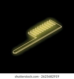 Yellow neon comb isometric style on black background