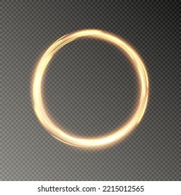 Yellow neon glowing ring. Bright glowing neon frame made of bright glowing rays. vector png