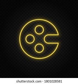 Yellow neon icon art, artist, drawing. Transparent background. Yellow neon vector icon