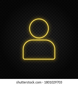 Yellow neon icon avatar. Transparent background. Yellow neon vector icon