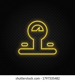 Yellow neon icon balance, scales.Transparent background. Yellow neon vector icon