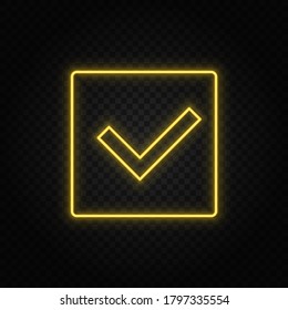 Yellow Neon Icon Box, Delivered.Transparent Background. Yellow Neon Vector Icon