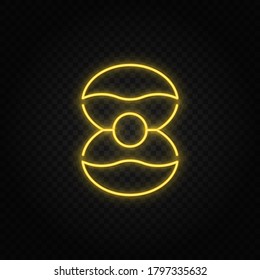 Yellow neon icon business, metaphor, pearl.Transparent background. Yellow neon vector icon