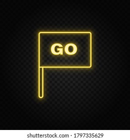 Indicador de icono del neón amarillo, ir.Fondo transparente. Icono del vector del neonato amarillo