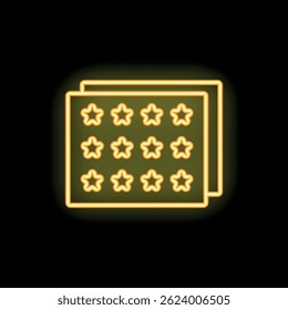 Yellow neon icon representing a customer satisfaction survey with a grid of five star ratings