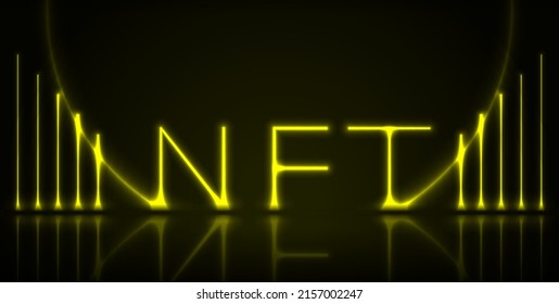 Yellow neon non fungible token NFT hi-tech background. Vector design