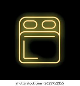 Ícone de neon amarelo brilhante em um fundo preto, perfeito para qualquer restaurante, cozinha ou design relacionado